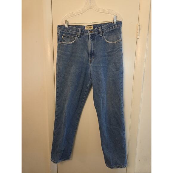 LL Bean Men's 36x30 Flannel Lined Denim Blue Jeans Classic Fit OJX04 cold Weathe - Picture 1 of 12